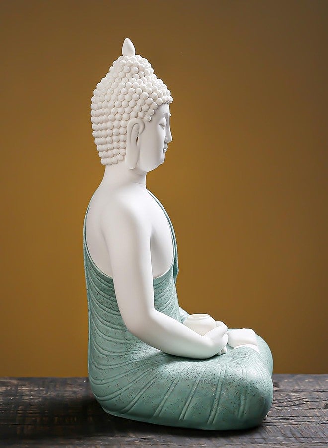 Qinlang 12 inch Green Buddha Statue for Home Decor, Ceramic Meditation Buddha Decoration for Home - Image 3